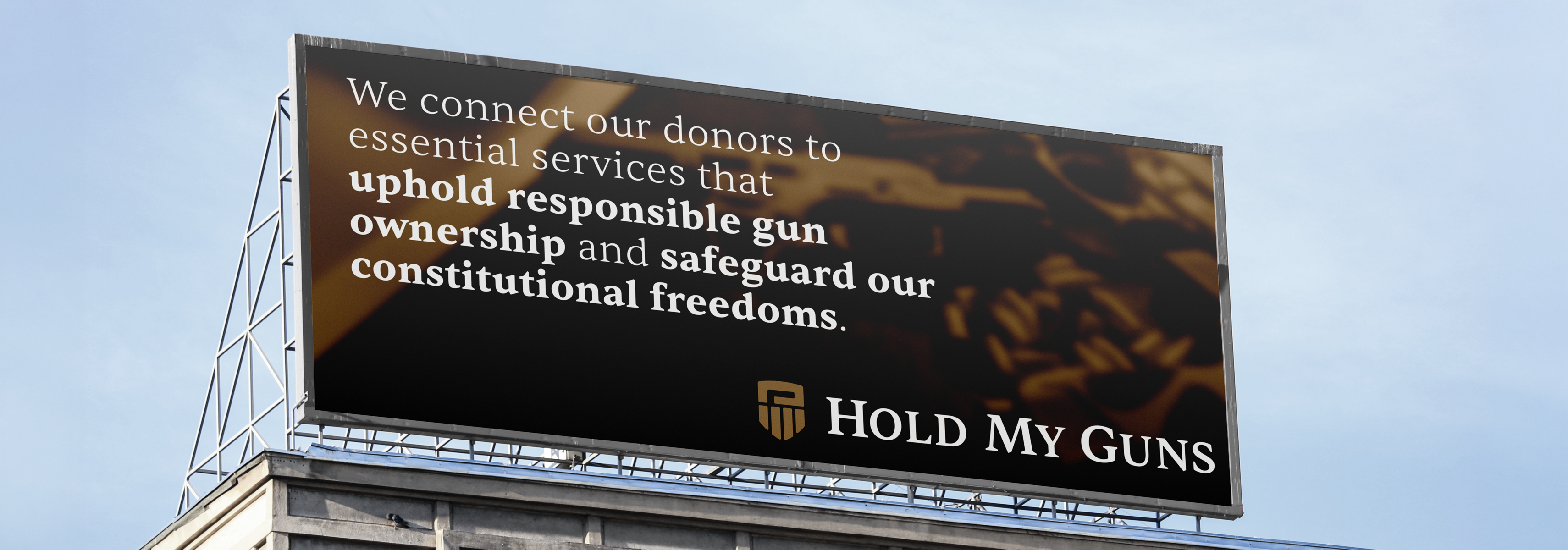 Hold My Guns — color system applied to collateral