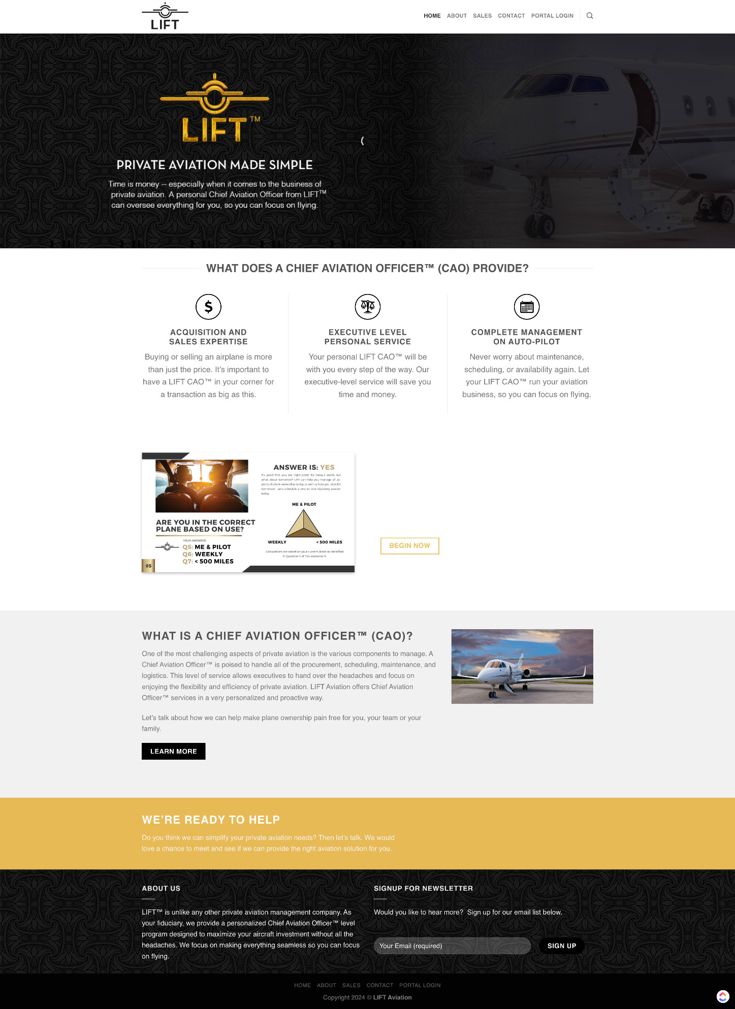 The previous Lift CAO website homepage